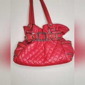 Wilson Leather Red Quilted Hobo Buckle Bag Purse